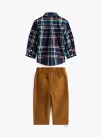 Babies' Plaid Shirt and Pant Set-Carbon Navy - Image 2