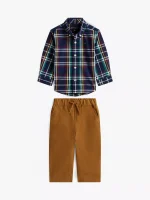 Babies' Plaid Shirt and Pant Set-Carbon Navy