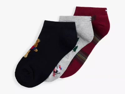 Kids' Holiday Print Ankle Sock 3-Pack-Blue Heather / Multi