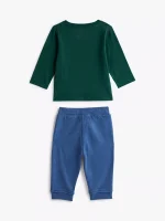 Babies' Plaid Logo T-Shirt & Pant Set-Ornamental Green - Image 2