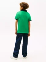Kids' Flag Stripe Logo Polo-Olympic Green - Image 3