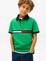 Kids' Flag Stripe Logo Polo-Olympic Green