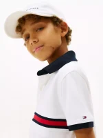 Kids' Flag Stripe Logo Polo-Optic White - Image 3
