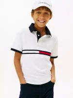 Kids' Flag Stripe Logo Polo-Optic White