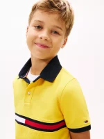 Kids' Flag Stripe Logo Polo-Pollen - Image 3