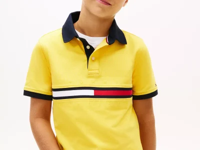 Kids' Flag Stripe Logo Polo-Pollen