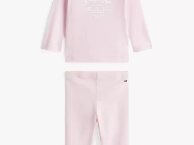 Babies' Logo Shirt and Pant Set-Light Pink