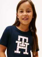 Kids' Star Print Monogram Logo T-Shirt-Navy - Image 4