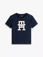 Kids' Star Print Monogram Logo T-Shirt-Navy - Image 2