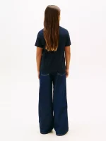 Kids' Star Print Monogram Logo T-Shirt-Navy - Image 3