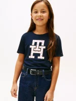 Kids' Star Print Monogram Logo T-Shirt-Navy
