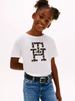 Kids' Star Print Monogram Logo T-Shirt-Optic White