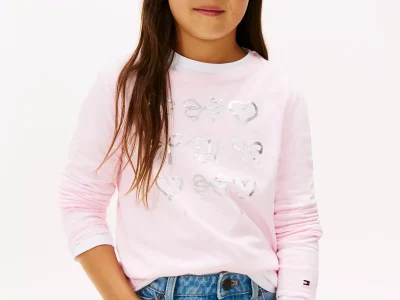 Kids' Bow Motif T-Shirt-Ballerina