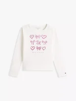 Kids' Bow Motif T-Shirt-Ecru - Image 2