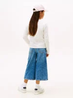 Kids' Bow Motif T-Shirt-Ecru - Image 3