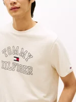 Tommy Varsity Logo T-Shirt-Ivory Heather - Image 3