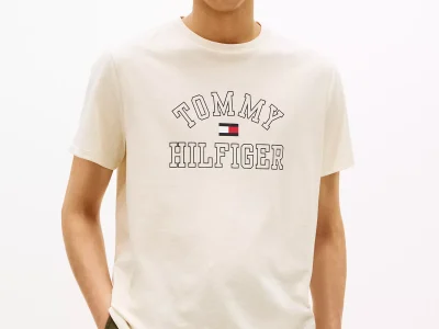 Tommy Varsity Logo T-Shirt-Ivory Heather