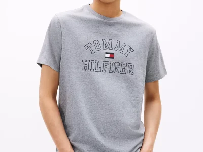Tommy Varsity Logo T-Shirt-Grey Heather
