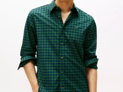 Regular Fit Check Print All-Day Shirt-Deep Evergreen