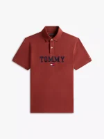 Regular Fit Monotype Tommy Logo Polo-Carmine Rust - Image 3