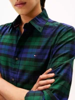 Regular Fit Plaid Stretch Oxford Shirt-Ornamental Green/Navy - Image 2