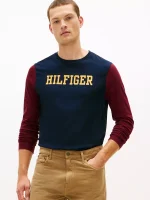 Long-Sleeve Colorblock Hilfiger T-Shirt-Navy
