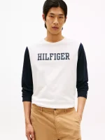 Long-Sleeve Colorblock Hilfiger T-Shirt-Ivory
