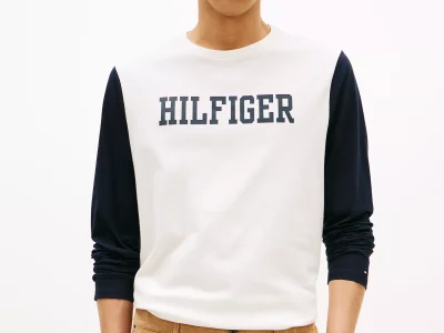 Long-Sleeve Colorblock Hilfiger T-Shirt-Ivory