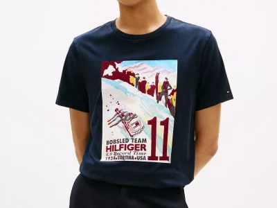 Hilfiger Bobsled Team Graphic T-Shirt-Navy