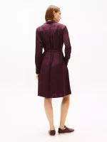 Floral Print Belted Shirtdress-Deep Rouge - Image 4
