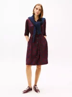 Floral Print Belted Shirtdress-Deep Rouge