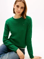 Cable Knit Sweater-Atlantis Green