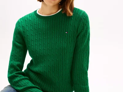 Cable Knit Sweater-Atlantis Green