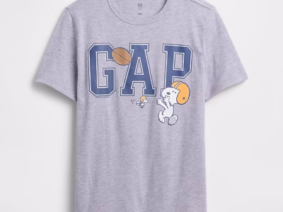 GapKids | Peanuts Logo T-Shirt- Snoopy Football Grey