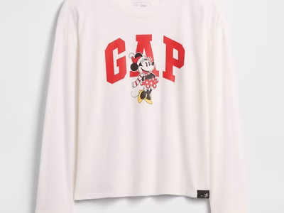 GapKids × Disney Minnie Mouse Relaxed Logo T-Shirt-Disney Family Santa White