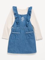 Long-Sleeve T-Shirt and Corduroy Dress Set for Toddler Girls-Medium Wash - Image 2