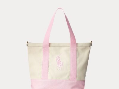 Big Pony Cotton Canvas Tote-White/Carmel Pink