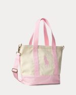 Big Pony Cotton Canvas Tote-White/Carmel Pink - Image 3