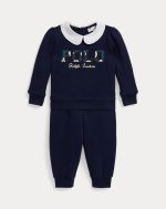 Argyle-Logo Fleece Sweatshirt & Pant Set-Refined Navy - Image 4