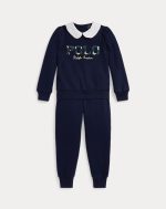 Argyle-Logo Fleece Sweatshirt & Pant Set-Refined Navy