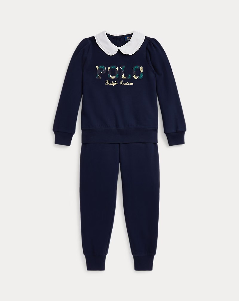 photo_6102573011048270694_y Argyle-Logo Fleece Sweatshirt & Pant Set-Refined Navy - Image 1