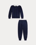 Argyle-Logo Fleece Sweatshirt & Pant Set-Refined Navy - Image 2