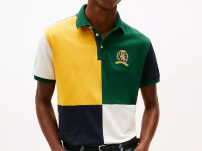 Crest Logo Colorblock Stretch Pique Polo-Ornamental Green