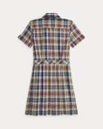Plaid Cotton Wrap Dress-Yellow/Berry/Navy - Image 2