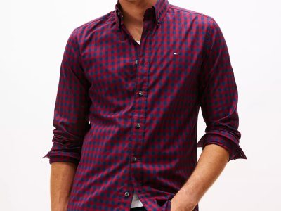 Regular Fit Check Print All-Day Shirt-Rouge