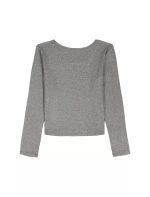 Girls Ribbed Square Neck T-Shirt-Steam/Dark Cinder - Image 2