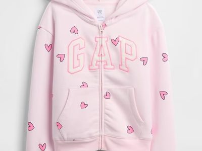 Kids Relaxed Gap Logo Zip Hoodie-Light Pink Heart