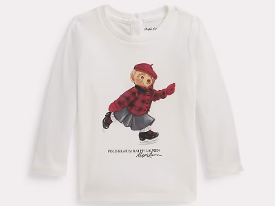 Polo Bear Cotton Long-Sleeve Tee Baby/Toddler/Kid Girls-Trophy Cream