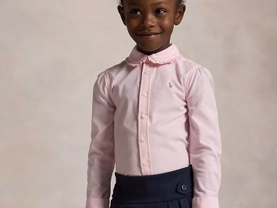 Ruffled Cotton Oxford Shirt-Bath Pink