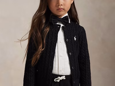 Metallic Mini-Cable CardiganToddler/Kid Girls-Black